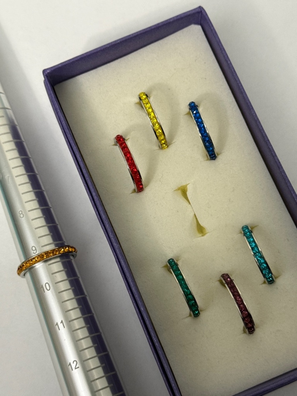 Multicolor Crystal Stackable Band Set - Size 9 - Picture 2 of 6